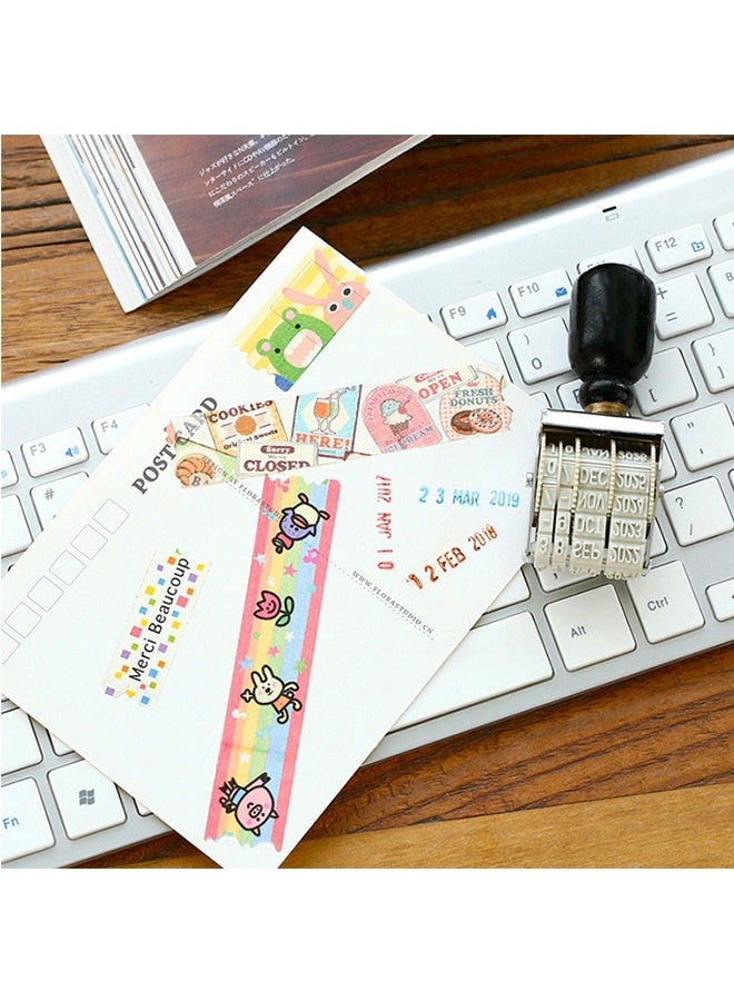 Roller Date Stamp, Retro Small Date Stamper,Wooden Date Stamp Day Month Year Date, with Wooden Handle Base, for DIY Craft Card Making Planner Scrapbooking, Office Stamps - Image 2