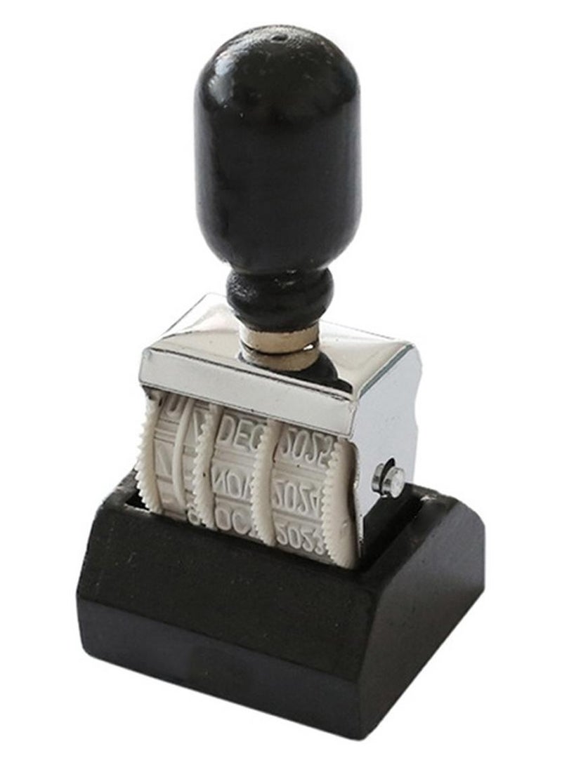 Roller Date Stamp, Retro Small Date Stamper,Wooden Date Stamp Day Month Year Date, with Wooden Handle Base, for DIY Craft Card Making Planner Scrapbooking, Office Stamps - Image 1