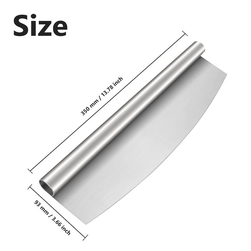 RAMPKD 14 inch Pizza Cutter Rocker Knife with Super Sharp Stainless Steel Blade Pizza Slicer Knife Pizza Making Tools Oven Accessories Dishwasher Safe Silver - Image 5