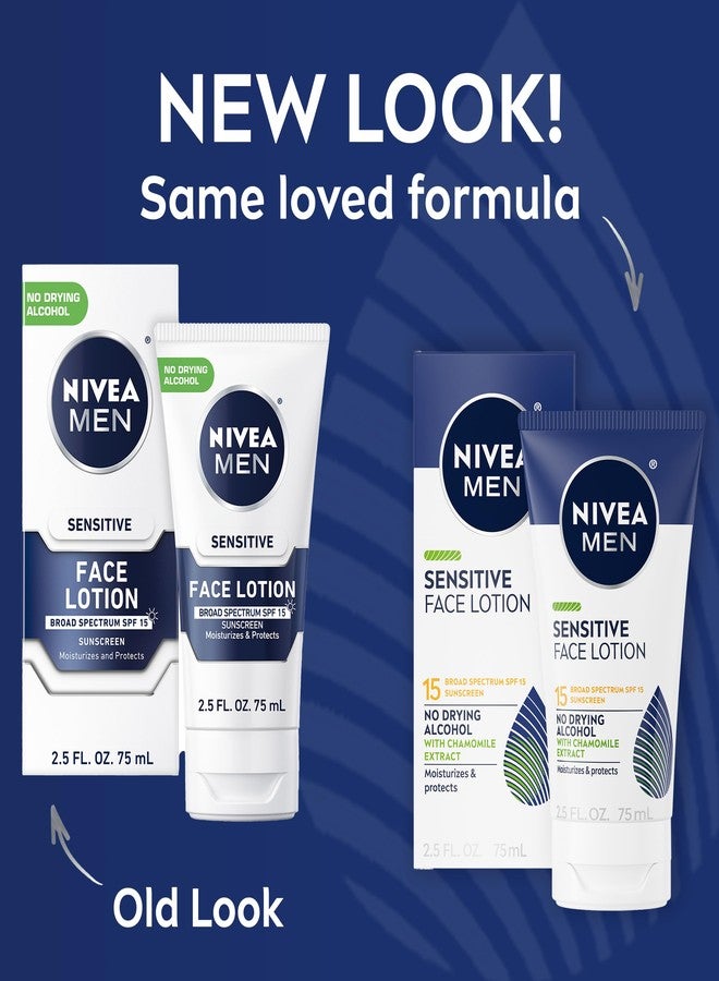 NIVEA MEN Sensitive Face Lotion with SPF 15,Broad Spectrum Sunscreen of 2.5 Fl Oz Tubes,(Pack of 6 - Image 3