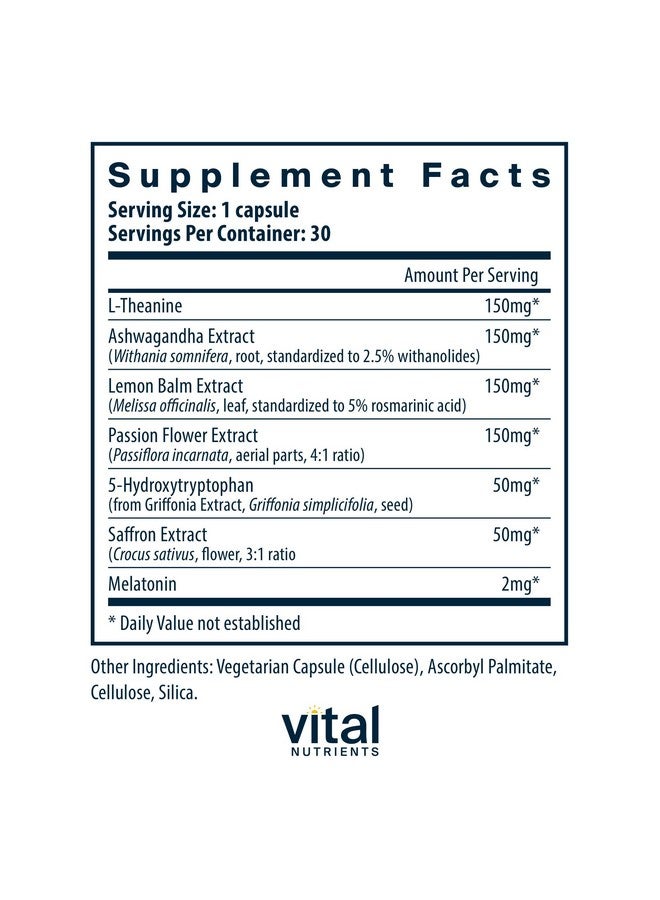 فيتل نيوترينس Vital Nutrients Sleep + Recover | مكمل غذائي نباتي للنوم | دعم النوم | الميلاتونين، والأشواغاندا، وL-Theanine | خالٍ من الجلوتين ومنتجات الألبان والصويا | 30 كبسولة - Image 2
