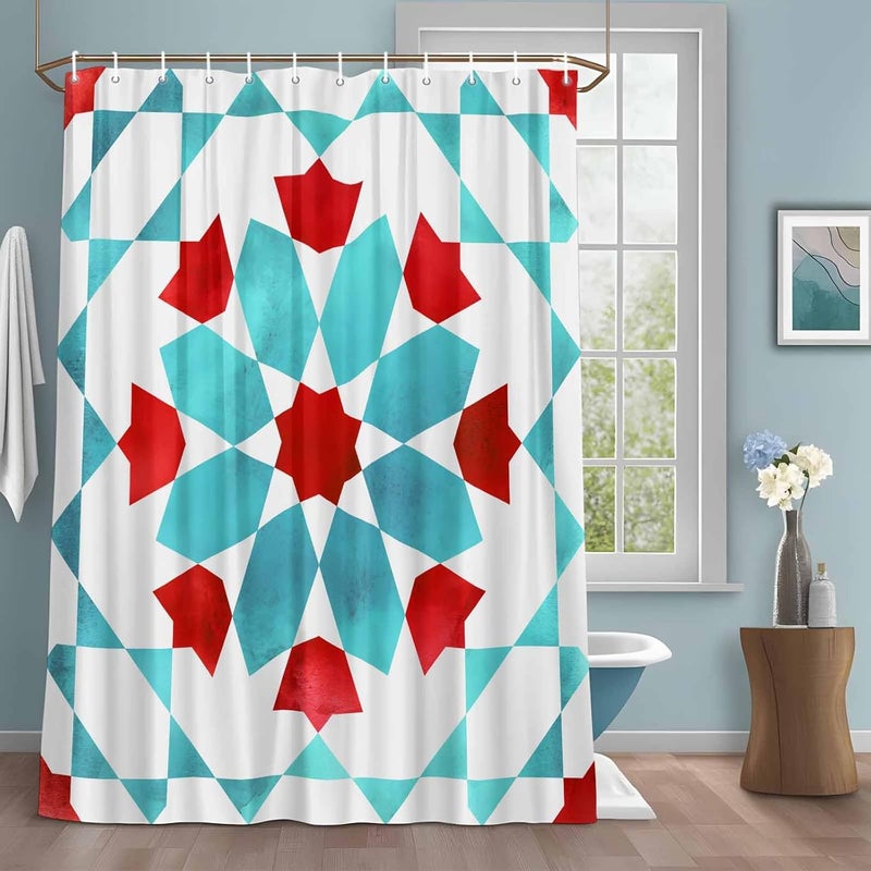 Country Shower Curtain with 12 Hooks Vintage Modern Bohemian Tribal Ethnic Waterproof Fabric Shower Curtains Sets for Bathroom Bath Decorations, Machine Washable, 72"x72" - Image 1