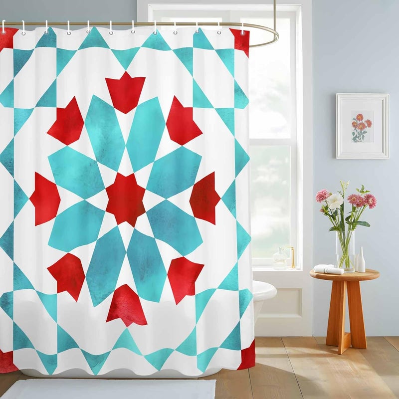 Country Shower Curtain with 12 Hooks Vintage Modern Bohemian Tribal Ethnic Waterproof Fabric Shower Curtains Sets for Bathroom Bath Decorations, Machine Washable, 72"x72" - Image 3
