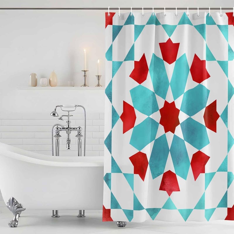 Country Shower Curtain with 12 Hooks Vintage Modern Bohemian Tribal Ethnic Waterproof Fabric Shower Curtains Sets for Bathroom Bath Decorations, Machine Washable, 72"x72" - Image 5