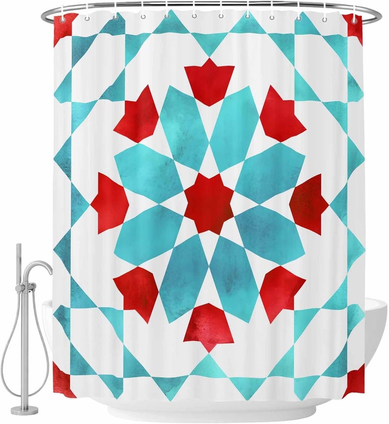 Country Shower Curtain with 12 Hooks Vintage Modern Bohemian Tribal Ethnic Waterproof Fabric Shower Curtains Sets for Bathroom Bath Decorations, Machine Washable, 72"x72" - Image 2