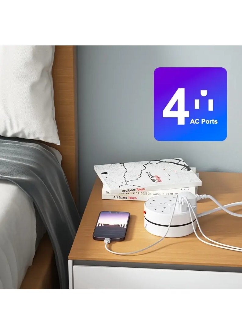 Generic multifunctional power board/power socket/power strip, equipped with 4 power sockets, paired with (2 USB-A) (1 TYPE-C), 2-meter power cord/automatic short circuit protection function/suitable for home, office, kitchen, garage, and outdoor use  - Image 4
