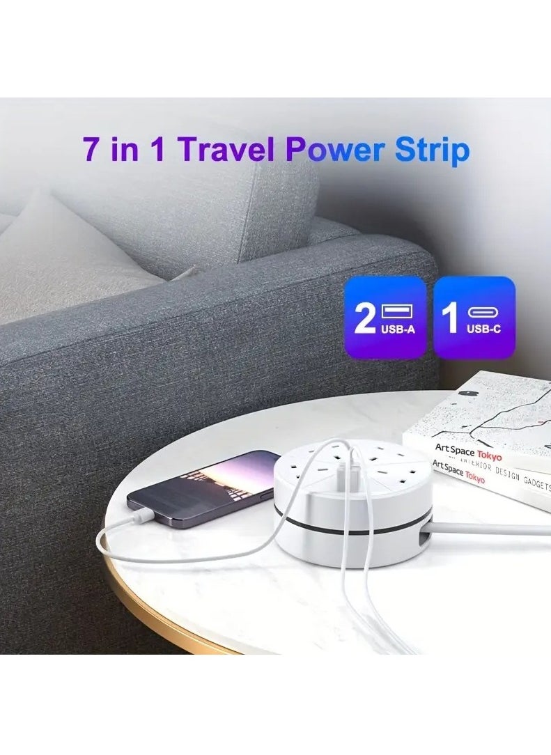 Generic multifunctional power board/power socket/power strip, equipped with 4 power sockets, paired with (2 USB-A) (1 TYPE-C), 2-meter power cord/automatic short circuit protection function/suitable for home, office, kitchen, garage, and outdoor use  - Image 5