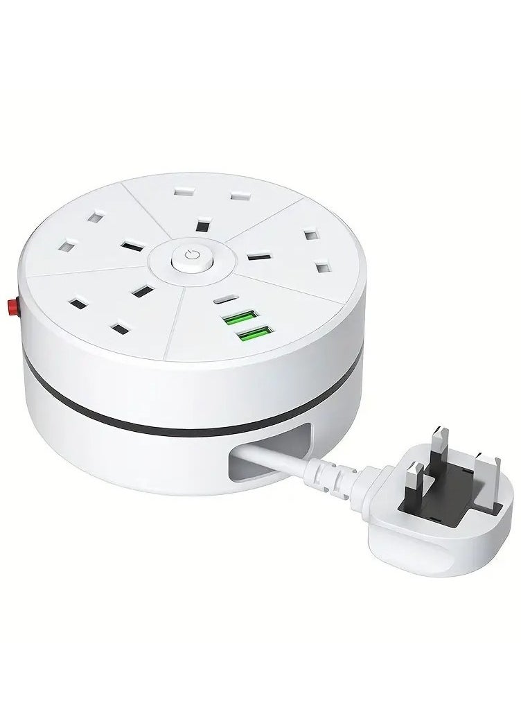 Generic multifunctional power board/power socket/power strip, equipped with 4 power sockets, paired with (2 USB-A) (1 TYPE-C), 2-meter power cord/automatic short circuit protection function/suitable for home, office, kitchen, garage, and outdoor use  - Image 1