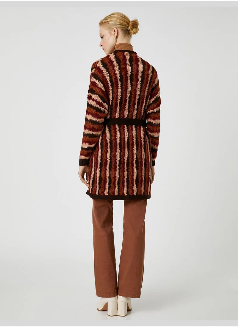 KOTON Waistbanded Tricot Maxi Cardigan