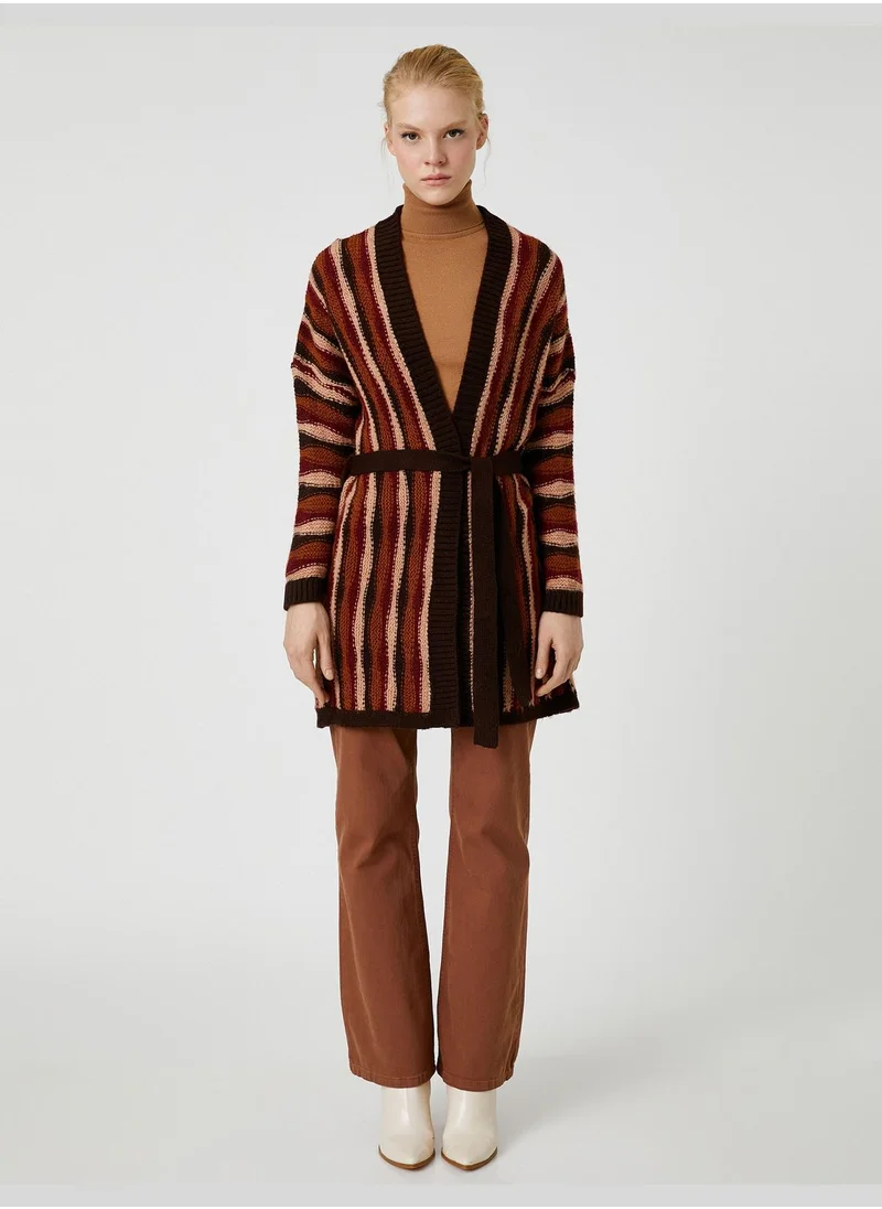 KOTON Waistbanded Tricot Maxi Cardigan