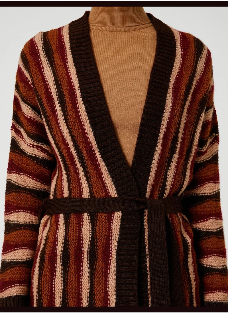 KOTON Waistbanded Tricot Maxi Cardigan