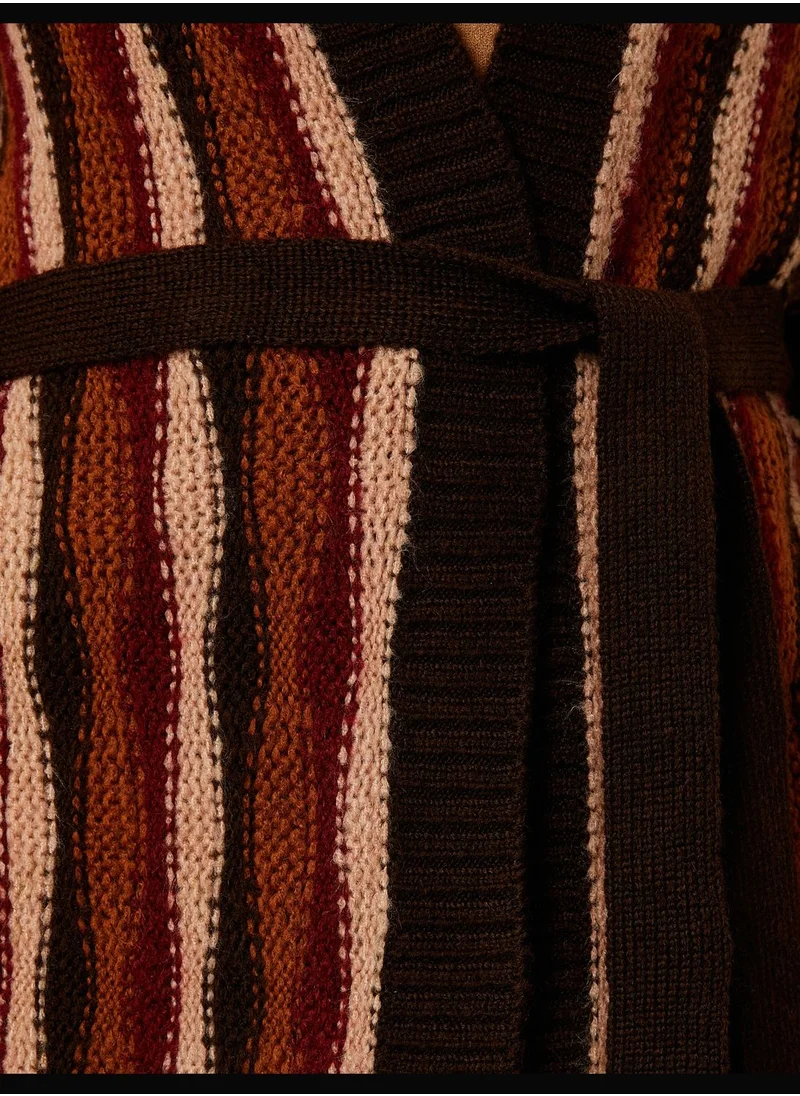 KOTON Waistbanded Tricot Maxi Cardigan