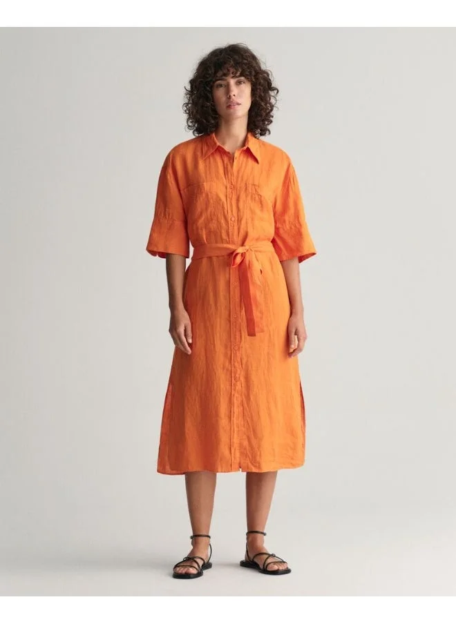 GANT Gant Linen Short Sleeve Shirt Dress