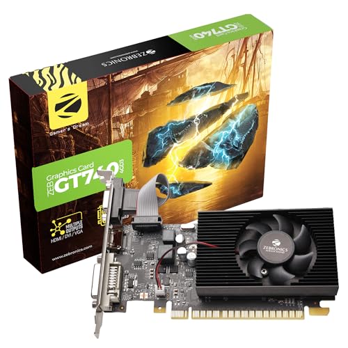 ZEBRONICS GT740-4GD3 Graphics Card,pci_e_x16 Powered by NVIDIA,4GB GDDR3,128-Bit,Pcie3.0,Upto 2560 X 1440 @60Hz,Multiple Outputs-HDMI | DVI | VGA,Physx Support,Heatsink with Fan,High Efficiency - Image 1