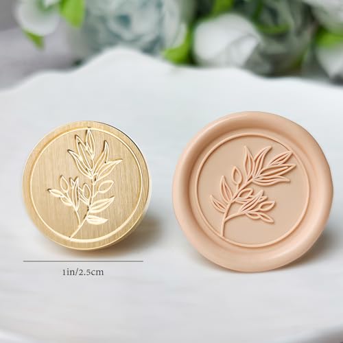 Pilloze Olive Branch Wax Seal Stamp, 3D Embossed Relief Carving Brass Head and Wood Handle for Wax Seal Stamp Kit, Decor for Thanksgiving Card/Envelope/Gift Wrap/Wedding Invitation/Vellum Jacket - Image 2