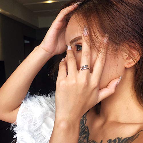 ChicSilver 925 Sterling Silver Rings Minimalist Teardrop Adjustable Rings for Women High Polish Open Ring Eternity Ring - Image 5
