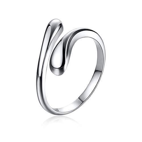 ChicSilver 925 Sterling Silver Rings Minimalist Teardrop Adjustable Rings for Women High Polish Open Ring Eternity Ring - Image 1