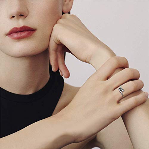 ChicSilver 925 Sterling Silver Rings Minimalist Teardrop Adjustable Rings for Women High Polish Open Ring Eternity Ring - Image 2