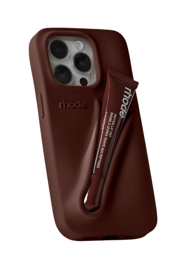 rhode Silicone Lip Holder for Cell Phone, Lip Gloss Adhesive Sleeve for Phone, Lip Holder Stick-on Phone Case, Back Stick On Holder for iPhone Phones（Espresso） - Image 1