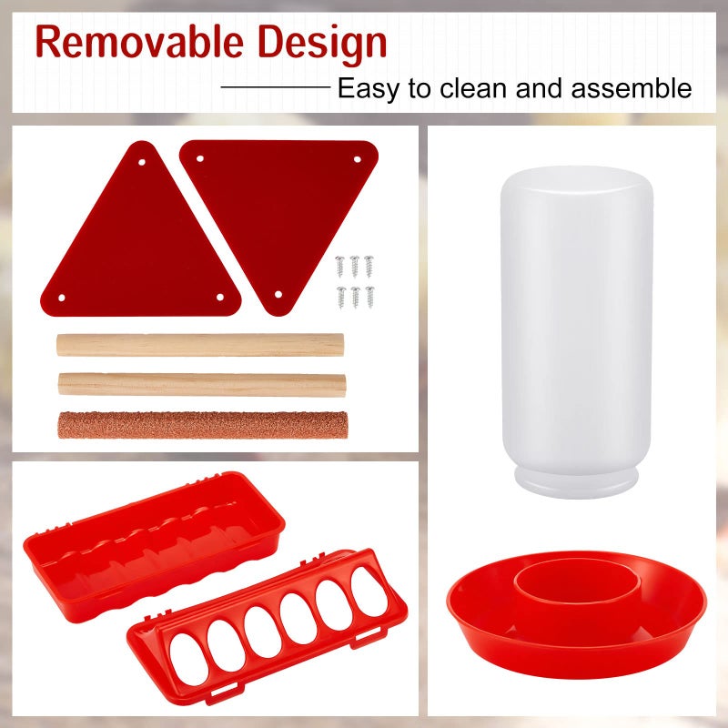 Patelai 7 Pcs Chick Feeder and Waterer Kit Feeding Supplies with Mini Perch Chicken Starter Kit for Coop and Brooder for Small Poultry Ducks Quail - Image 3