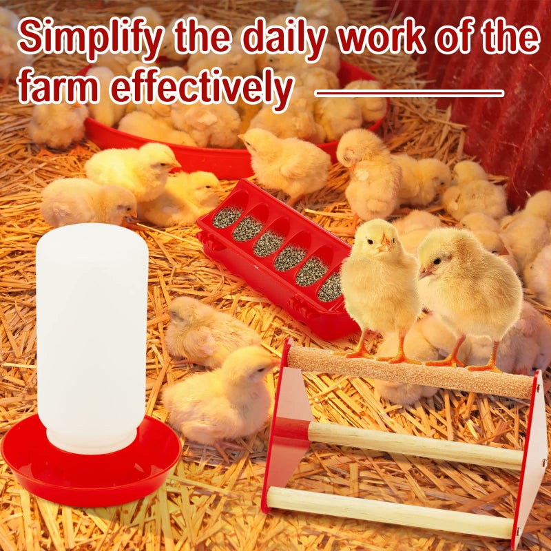 Patelai 7 Pcs Chick Feeder and Waterer Kit Feeding Supplies with Mini Perch Chicken Starter Kit for Coop and Brooder for Small Poultry Ducks Quail - Image 4