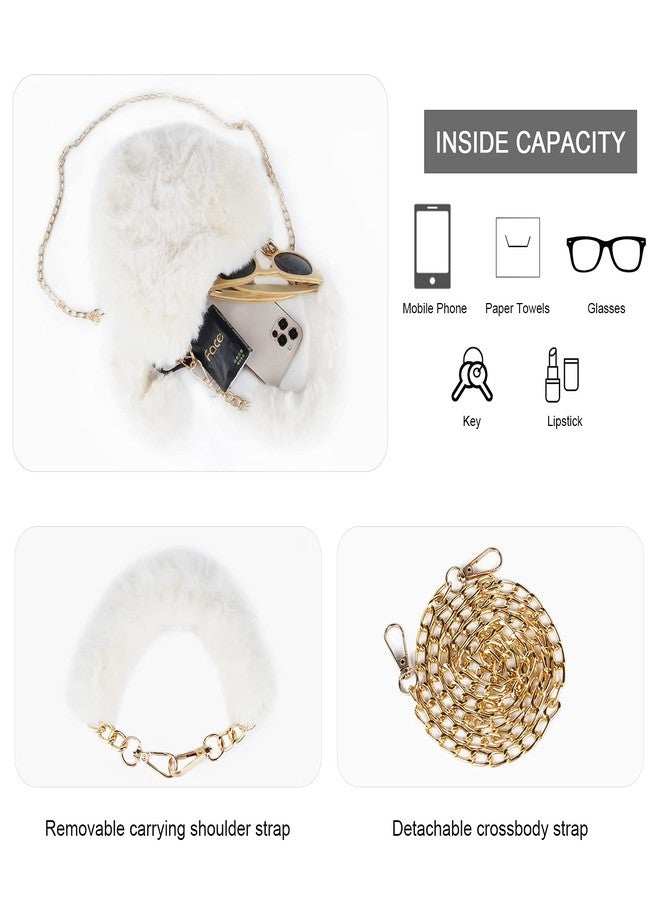 SUKUTU Faux Fur Purse Women's Heart Shaped Evening Handbags Small Cute Phone Crossbody Bag Clutches for Girls - Image 4