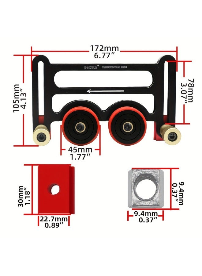 Woodworking Table Saw Stock Guide Rail, Double Universal Feather Board With Sliding Block, Double Wheel One-way Bearing Pressure Feeder-Model:Double-wheel Bearing-wheel Pressure Feeder  - Image 3