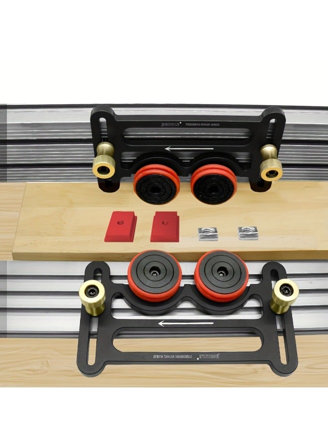 Woodworking Table Saw Stock Guide Rail, Double Universal Feather Board With Sliding Block, Double Wheel One-way Bearing Pressure Feeder-Model:Double-wheel Bearing-wheel Pressure Feeder  - Image 4