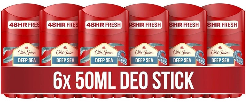 Old Spice Deep Sea Deodorant Stick for Men, 6 x 50ml - Image 1