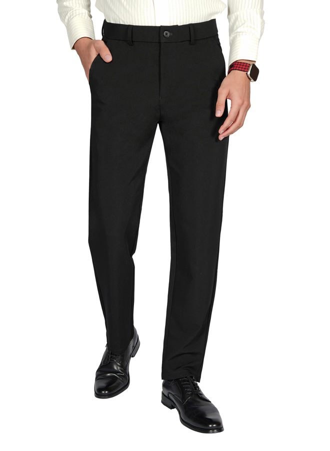Plaid&Plain Men's Slim Fit Dress Pants Tapered Skinny Dress Pants 7603Black(New) 30X30 - Image 2