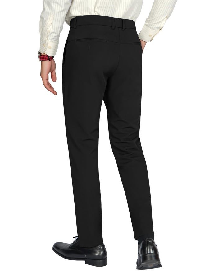 Plaid&Plain Men's Slim Fit Dress Pants Tapered Skinny Dress Pants 7603Black(New) 30X30 - Image 4