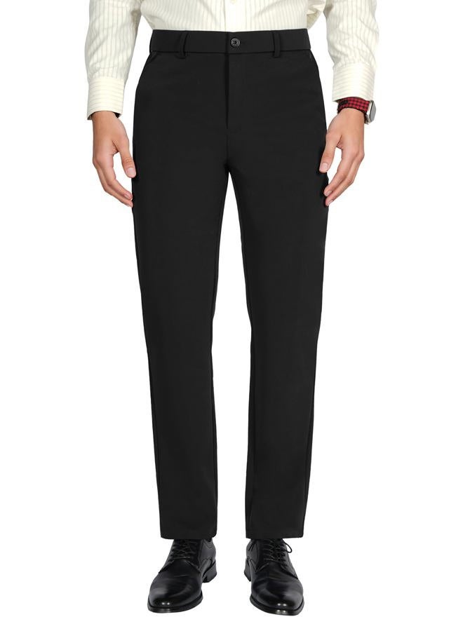 Plaid&Plain Men's Slim Fit Dress Pants Tapered Skinny Dress Pants 7603Black(New) 30X30 - Image 1