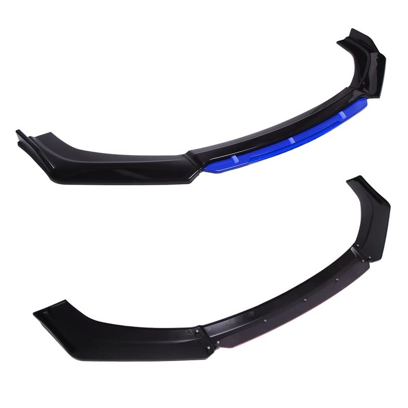 KEEPDSGN 4PCS Universal Car Front Bumper Lip Body Kit Splitter Spoiler Diffuser Protector Compatible with Subaru BRZ Cruze - Gloss Black,Blue Tongue - Image 5