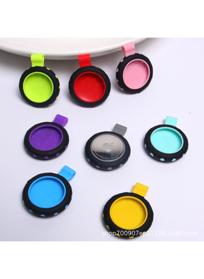 Generic - For Apple Airtag Protective Cover Airtags Pet Tracker Anti-Lost Device Locator Silicone Two-Color Protective Cover-Specification:Black And Yellow + Hardware Buckle - Image 1