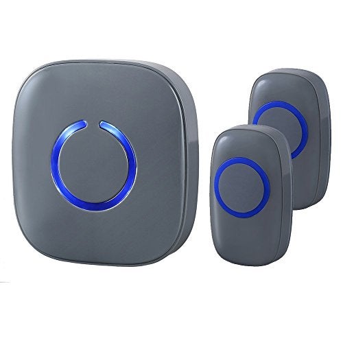 SadoTech Wireless Doorbells for Home, Apartments, Businesses, Classrooms, etc. - 2 Door Bell Ringer & 1 Plug-In Chime Receiver, Battery Operated, Easy-to-Use, Wireless Doorbell w/LED Flash, Gray - Image 3