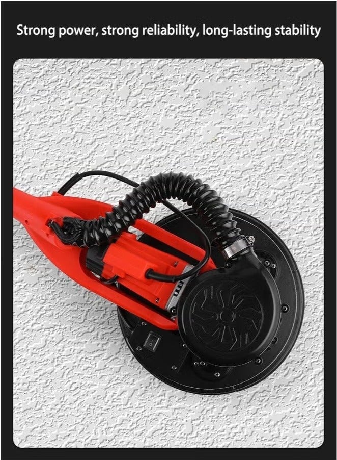 ALongDeng 1250W Electric Drywall Sander with Vacuum Popcorn Ceiling Removal Tool with Variable Speed 800-1800RPM Extendable Handle LED Light 20 Sanding Discs  Red - Image 3
