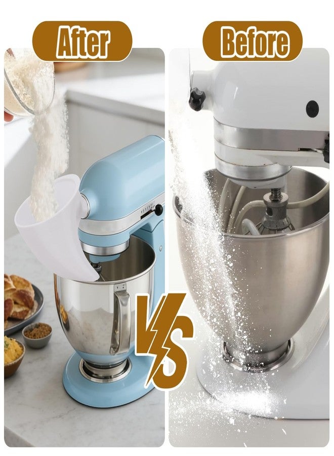 GreeSuit Flour Funnel for Kitchen Aid Mixer: Counte New Flour Funnel Attachment for Stand Mixer Kitchen Aid Artisan Ksm150 5-Quart Tilt-Head,Easy Pour for Egg Liquid/Both Flour,Enables Guided Pouring (2 Pack) - Image 3