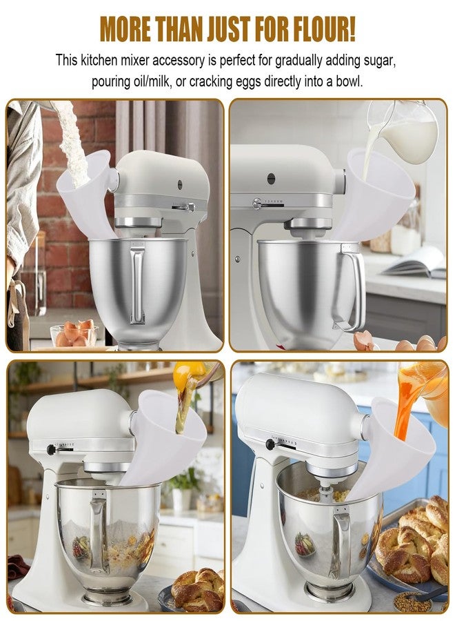 GreeSuit Flour Funnel for Kitchen Aid Mixer: Counte New Flour Funnel Attachment for Stand Mixer Kitchen Aid Artisan Ksm150 5-Quart Tilt-Head,Easy Pour for Egg Liquid/Both Flour,Enables Guided Pouring (2 Pack) - Image 5