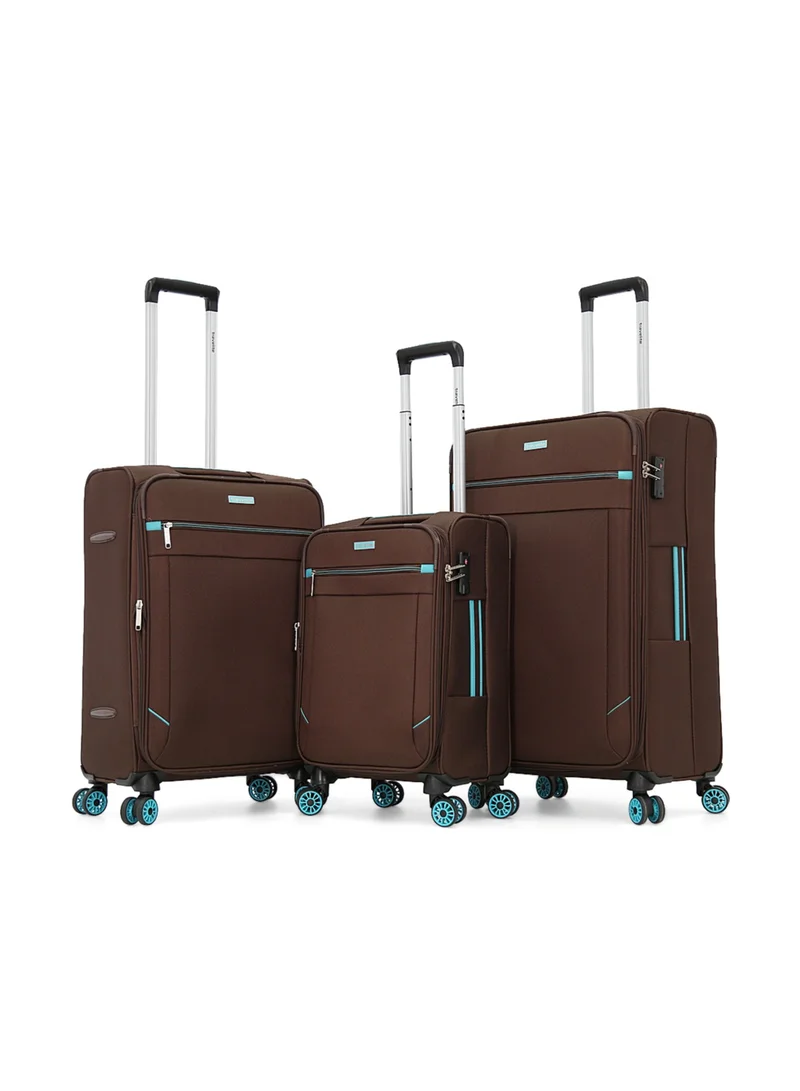 ترافلايت Softside Luggage Trolley Bag 3 Pieces Set,Coffee (S-20",M-24",L-28")