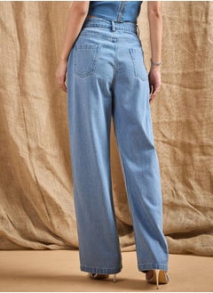 SASSAFRAS Mid Rise Front Studded Straight Fit Jeans by Styli  - Image 5