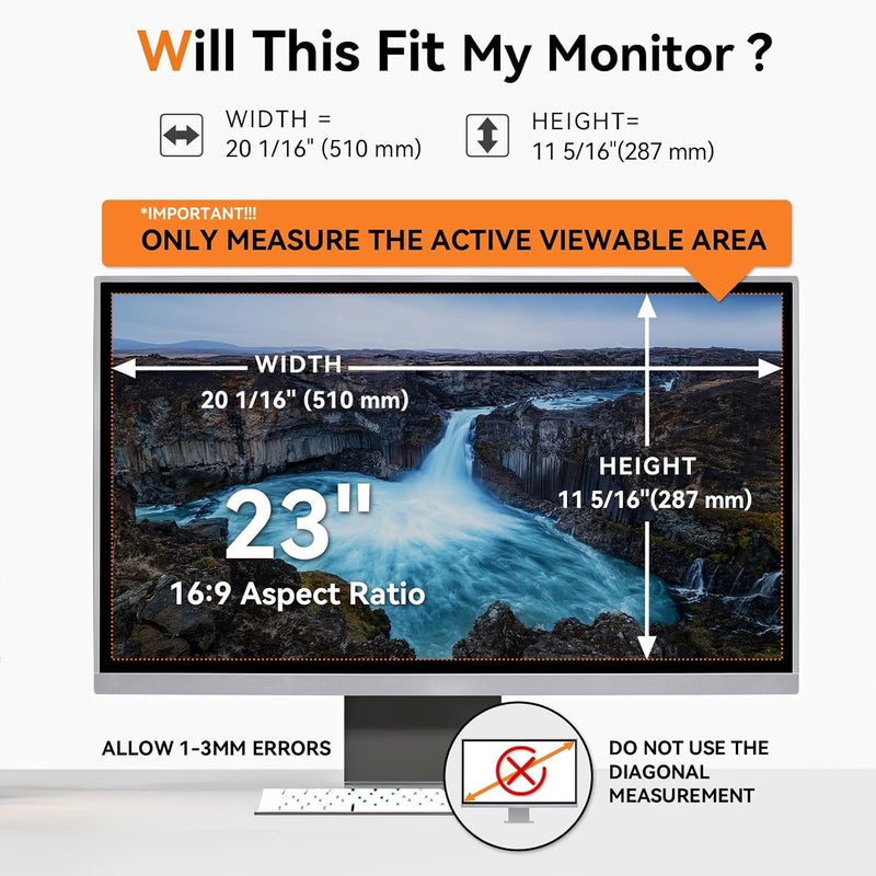 Mamol 23 Inch Computer Privacy Screen for 16:9 Aspect Ratio Widescreen Monitor - Image 2