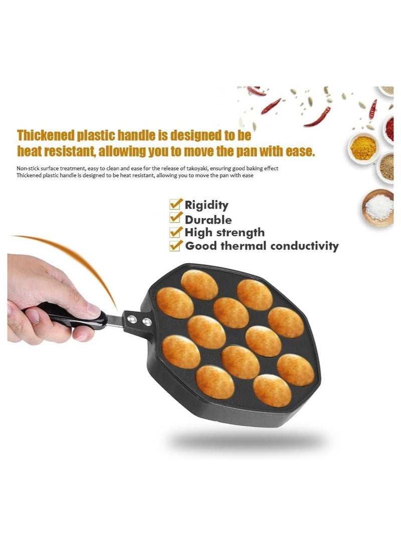 Octopus barbecue grill, 12-chamber octopus ball manufacturing machine, aluminum non-stick pan, heat-resistant plastic handle, hanging holes for easy storage, easy to use, very suitable for home kitchens - Image 4
