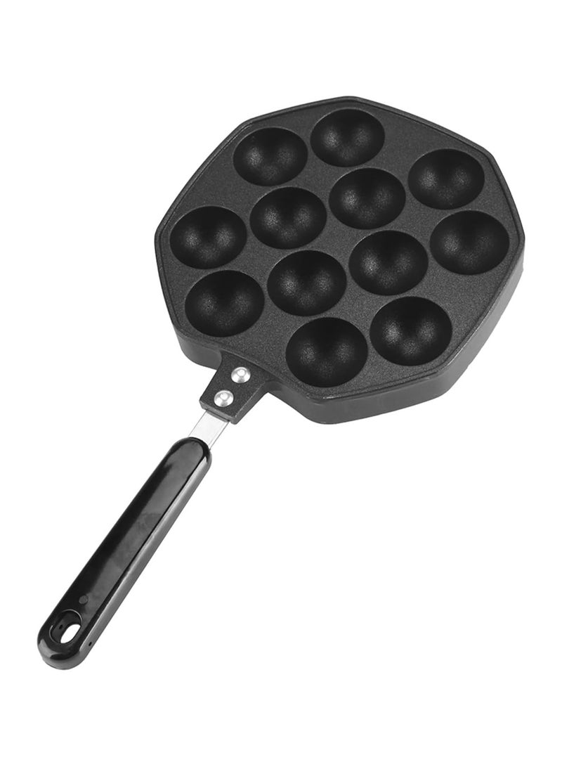Octopus barbecue grill, 12-chamber octopus ball manufacturing machine, aluminum non-stick pan, heat-resistant plastic handle, hanging holes for easy storage, easy to use, very suitable for home kitchens - Image 1