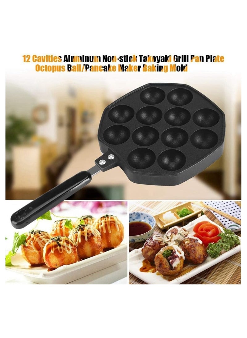 Octopus barbecue grill, 12-chamber octopus ball manufacturing machine, aluminum non-stick pan, heat-resistant plastic handle, hanging holes for easy storage, easy to use, very suitable for home kitchens - Image 5