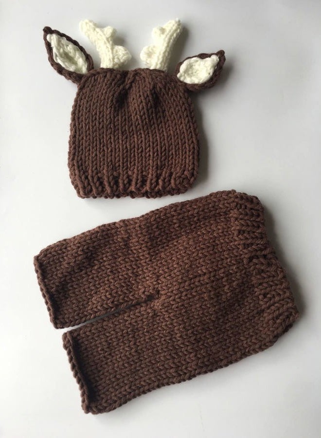 PINBO Newborn Baby Photography Prop Crochet Knitted Deer Hat Pants - Image 3