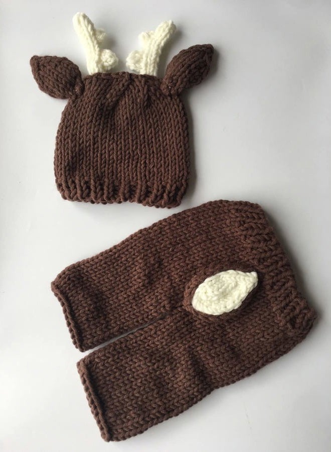 PINBO Newborn Baby Photography Prop Crochet Knitted Deer Hat Pants - Image 4