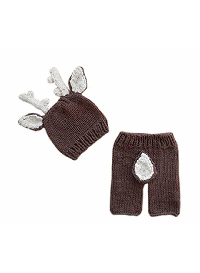 PINBO Newborn Baby Photography Prop Crochet Knitted Deer Hat Pants - Image 2