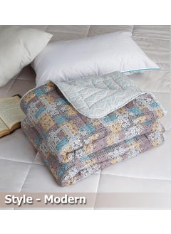 VAS COLLECTIONS VAS COLLECTIONS Jaipuri Print Cotton Quilt Traditional Indian Design Lightweight and Soft Reversible King Size Bedspread Seasons Pack of 1 400 GSM Beige Single  - Image 5