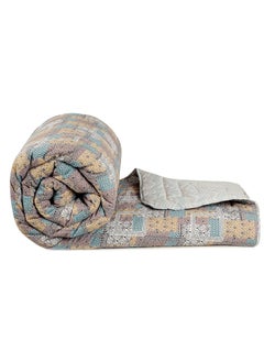 VAS COLLECTIONS VAS COLLECTIONS Jaipuri Print Cotton Quilt Traditional Indian Design Lightweight and Soft Reversible King Size Bedspread Seasons Pack of 1 400 GSM Beige Single  - Image 1