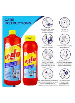 UDO U-Do Powerful Drain Opener Liquid & Crystal Pack of 2, (1 Liter,1Kg) for Bathroom, Basins, Toilet & Kitchen Drains, Cleaners, Remove Blockages & Clogs  - Image 2
